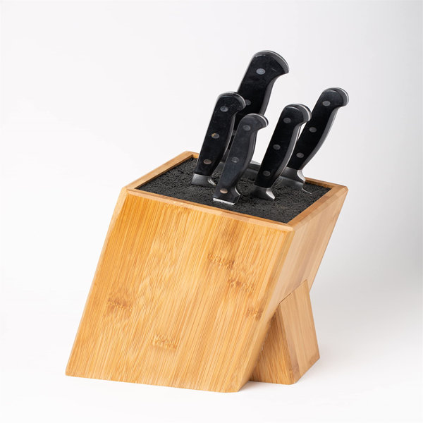 transparent.0 Bamboo Knife Block For Kitchen Storage W/ Removable